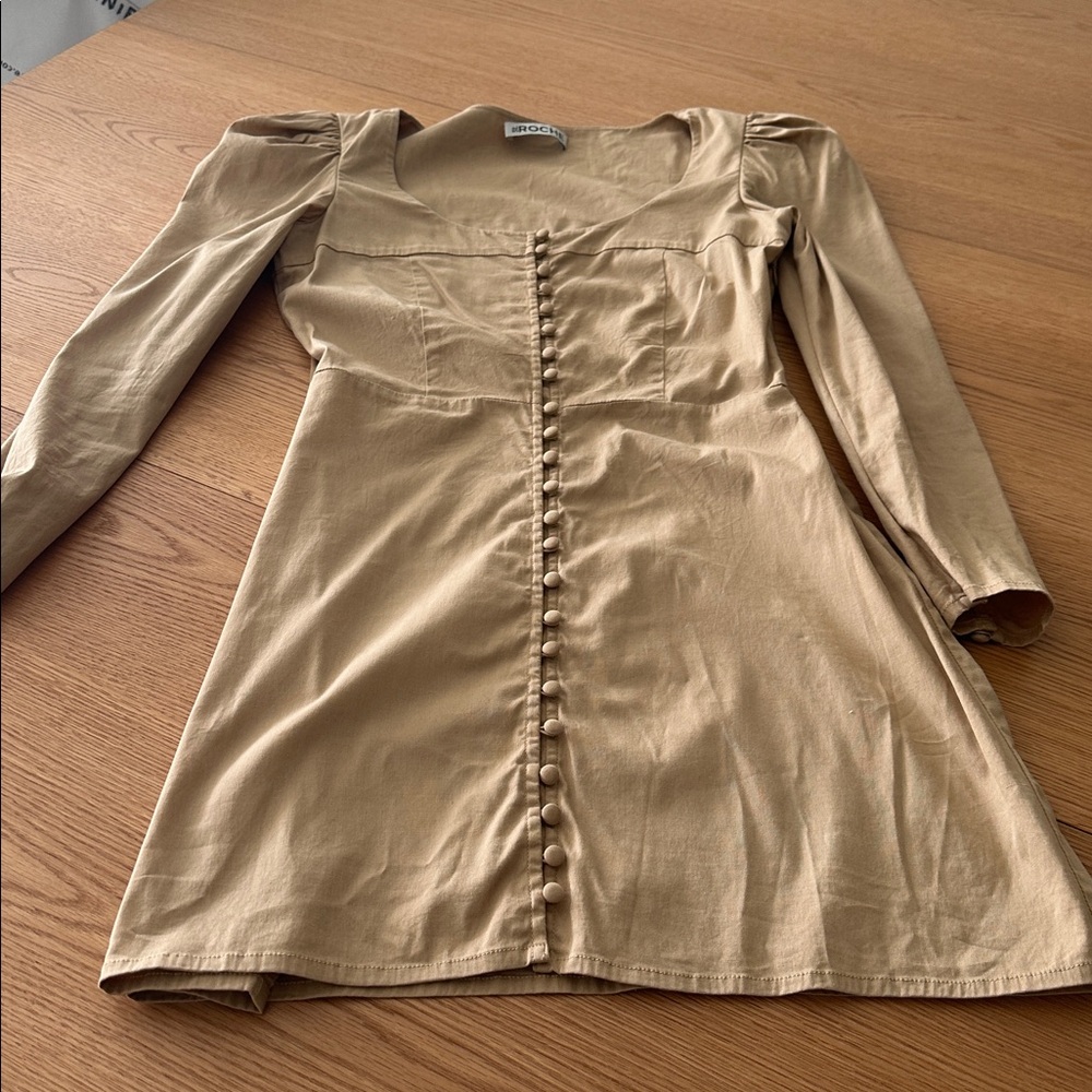 St Roche Chic Tan Button-Front Mini Dress - Picture 7 of 11